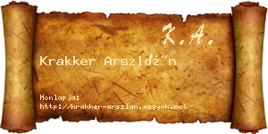 Krakker Arszlán névjegykártya